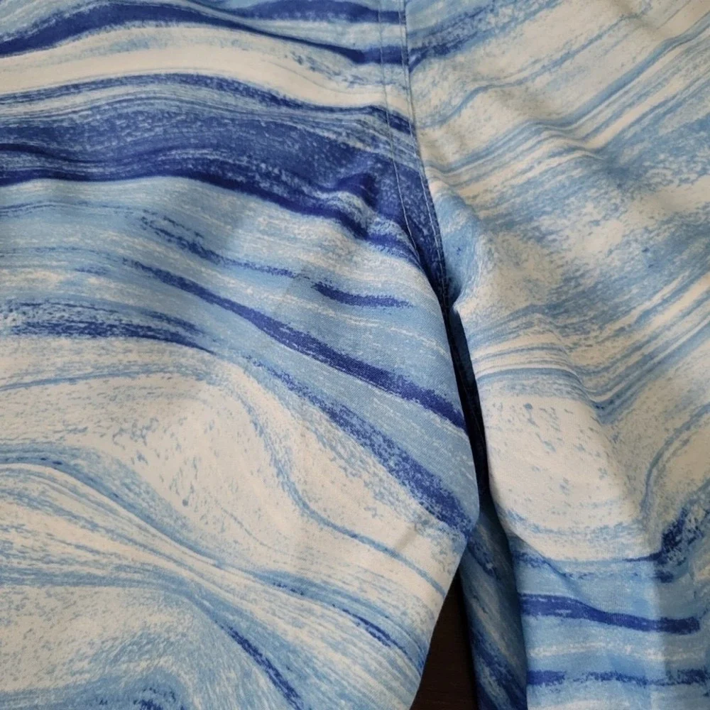NWT Outdoor Oasis Mens Swim Trunks Shorts Size 2XLT Big & Tall Blue White Marble